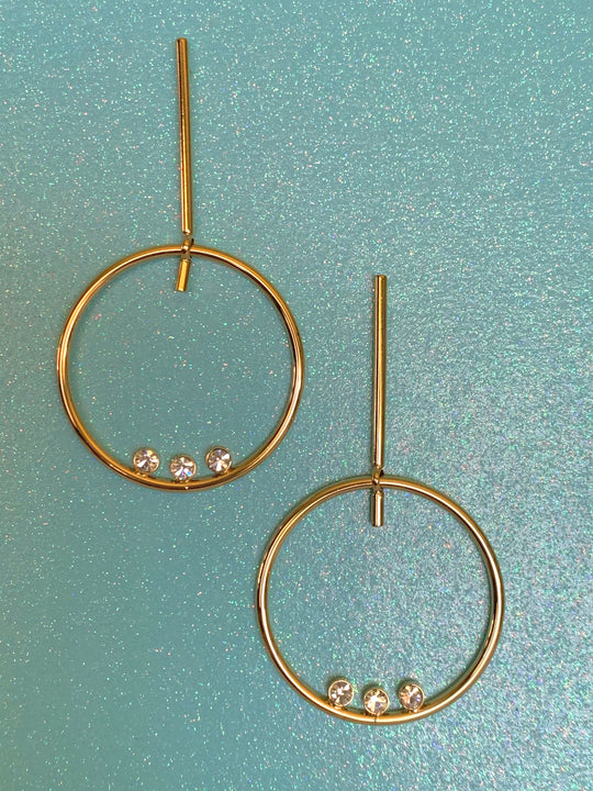 Stunning 3 Stud Hoop Earings - Modern Style Collection